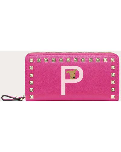 Valentino Garavani Rockstud Pet Customizable Zip Wallet - Pink