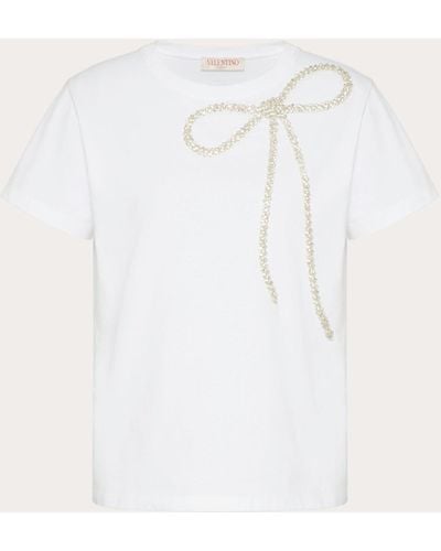 Valentino Embroidered Jersey T-shirt - Natural