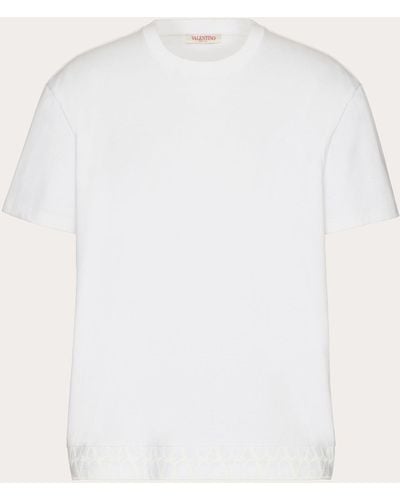 Valentino Cotton T-shirt With Toile Iconographe Detail - Natural