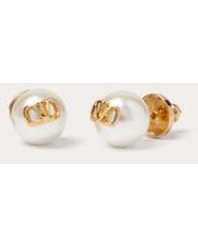 Valentino Garavani Vlogo Signature Earrings With Pearls - Natural