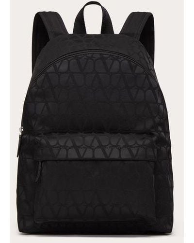 Valentino Garavani Toile Iconographe Backpack In Technical Fabric - Black