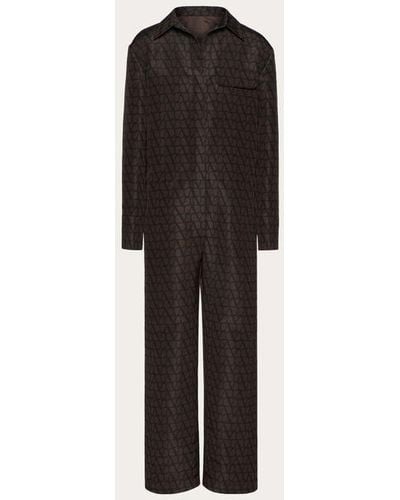 Valentino Silk Faille Jumpsuit With All-over Toile Iconographe Print - Black