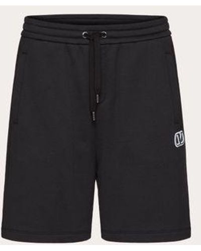 Valentino Technical Cotton Bermuda Shorts With Vlogo Signature Patch - Black