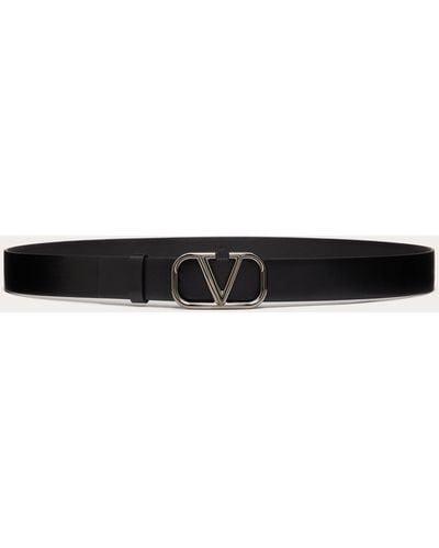 Valentino Garavani Vlogo Signature Calfskin Belt 30 Mm - Natural