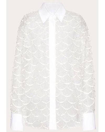 Valentino Embroidered Tulle Illusione Shirt - White