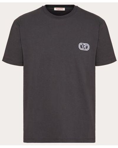 Valentino Cotton T-shirt With Vlogo Signature Patch - Black