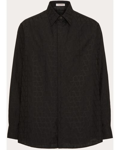 Valentino Cotton Poplin Shirt With Toile Iconographe Pattern - Black