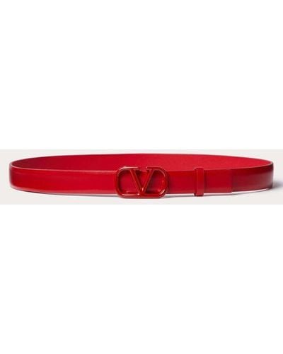 Valentino Garavani Vlogo Signature Belt In Shiny Calfskin 20mm - Red