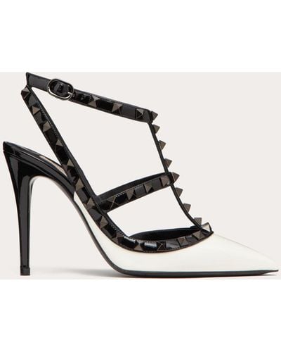 Valentino Garavani Rockstud Two-tone Patent Leather Pump With Matching Straps And Studs 100mm - White