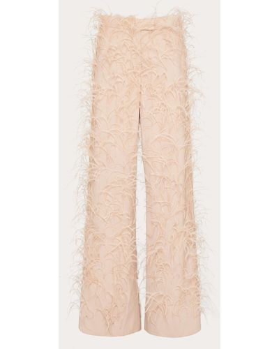 Valentino Dry Tailoring Wool Embroidered Pants - Natural