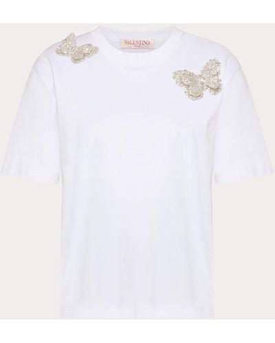 Valentino Embroidered Cotton Jersey T-shirt - White
