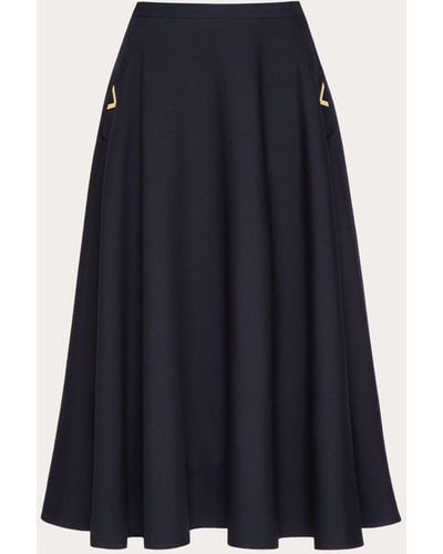 Valentino Crepe Couture Midi Skirt - Blue