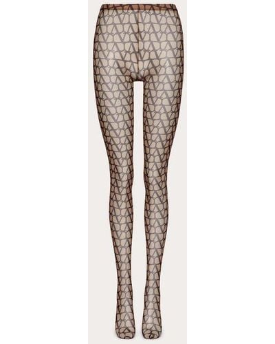 Valentino Toile Iconographe Tulle Tights - Natural