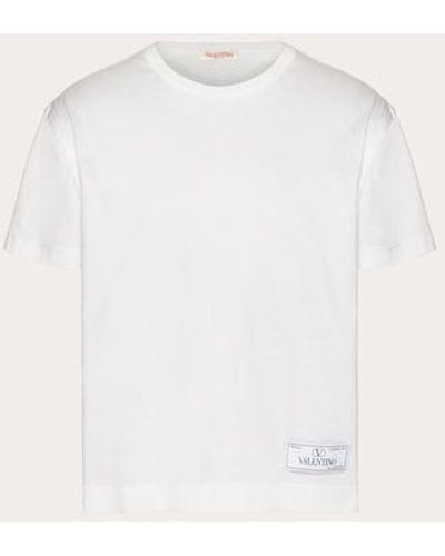Valentino T-shirt in cotone con etichetta sartoriale maison - Neutro
