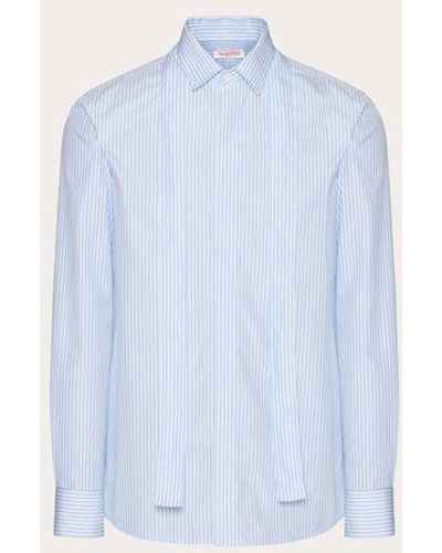 Valentino Cotton Poplin Shirt With Removable Scarf - Blue