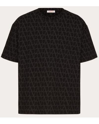Valentino Cotton T-shirt With Toile Iconographe Print - Black