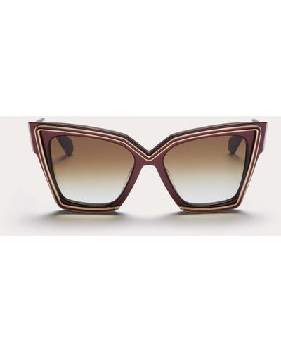 Valentino V - Grace Oversized Cateye Acetate Frame With Titanium Details - Natural