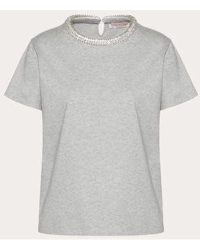 Valentino Embroidered Jersey T-shirt - Grey