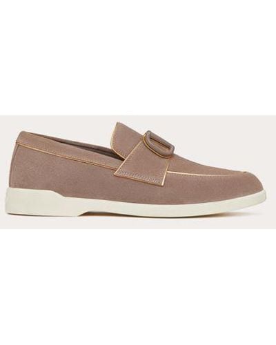 Valentino Garavani LEISURE FLOWS LOAFER AUS SPALTLEDER - Natur