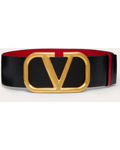 Valentino Garavani Reversible Vlogo Signature Belt In Glossy Calfskin 70mm - Multicolour