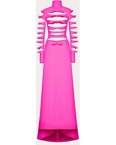Valentino Crepe Couture Evening Dress With Bow Detail - Pink