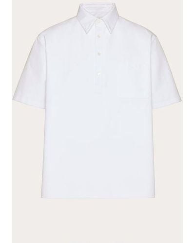 Valentino Cotton Poplin Polo Shirt Laminated With Cotton - White