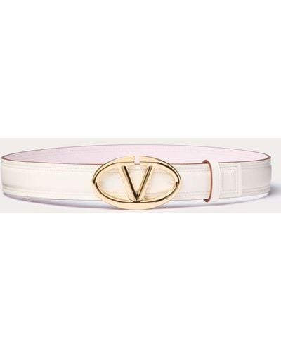 Valentino Garavani The Bold Edition Vlogo Shiny Calfskin Belt 30 Mm - Natural