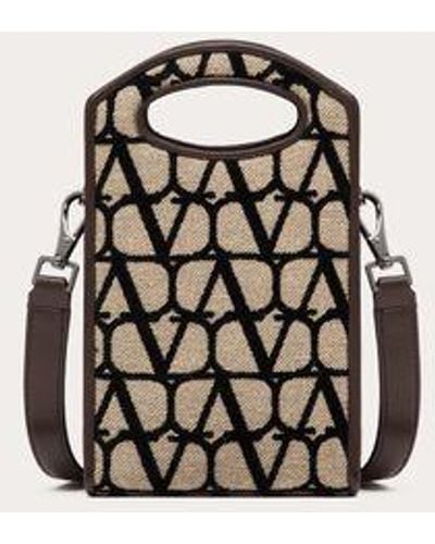 Valentino Garavani Mini Crossbody Bag With Toile Iconographe Print And Leather Details - White