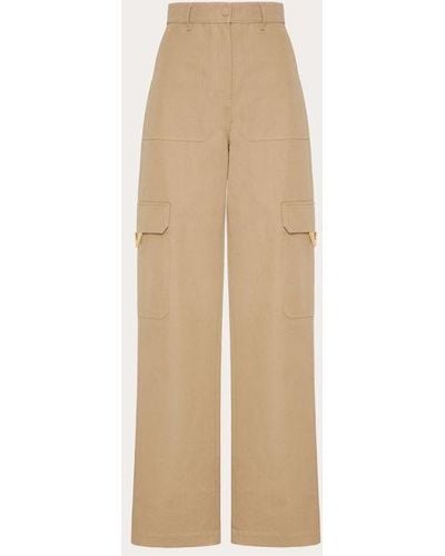 Valentino Stretch Cotton Canvas Cargo Trousers - Natural