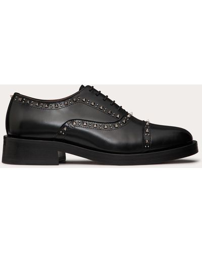 Valentino Garavani Gentleglam Oxford Lace-up Shoe In Calfskin - Black