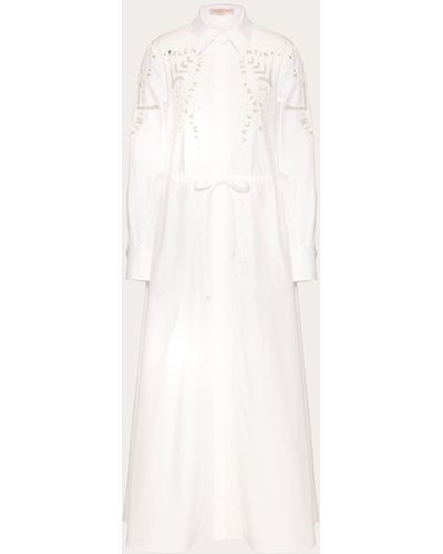 Valentino Embroidered Cotton Popeline Midi Dress - Natural