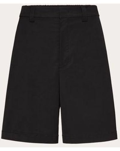 Valentino Nylon Bermuda Shorts With Maison Rubber Label - Black