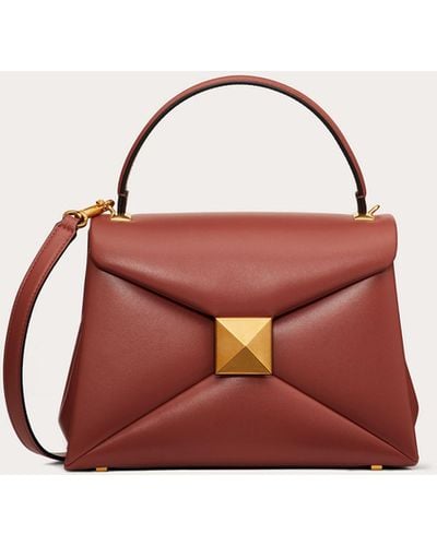Valentino Garavani Small One Stud Handbag In Nappa Leather - Red