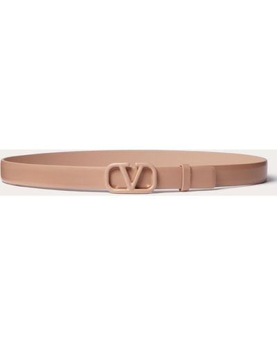 Valentino Garavani Vlogo Signature Belt In Shiny Calfskin 20mm - Natural