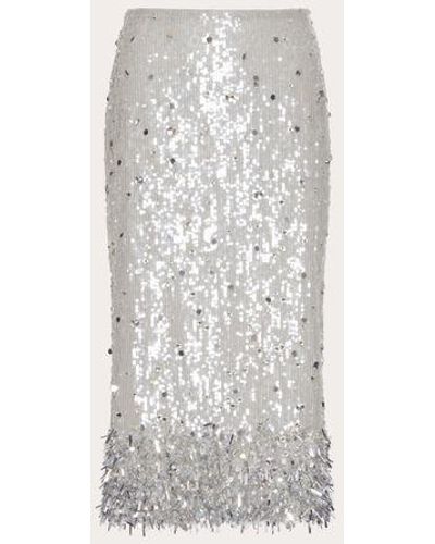 Valentino Tulle Illusione Embroidered Skirt - White