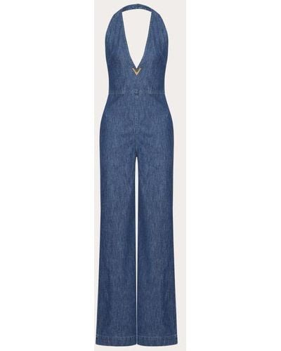 Valentino Chambray Denim Jumpsuit - Blue