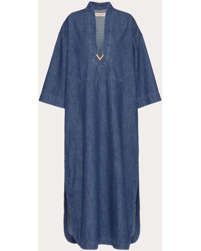 Valentino Chambray Denim Kaftan - Blue