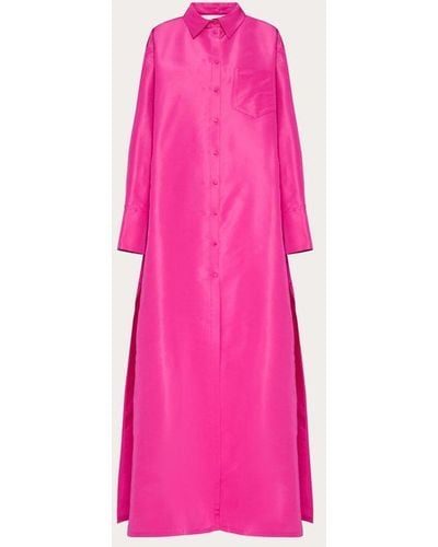 Valentino Faille Evening Shirt Dress - Pink