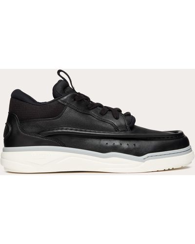 VALENTINO 25S RUNBOOT SNEAKERS IN BROWN SUEDE AND LAMBSKIN