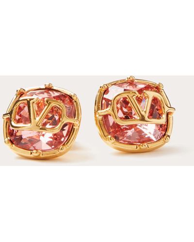 Valentino Garavani Vlogo Signature Metal And Swarovski® Crystal Earrings - Pink