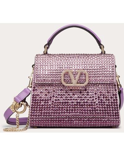 Valentino Garavani Mini Vsling Handbag With Rhinestones - Pink