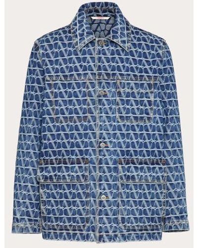Valentino Toile Iconographe Print Denim Jacket - Blue
