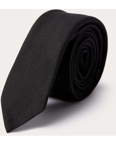 Valentino Garavani Valentie Tie In Wool And Silk - Black
