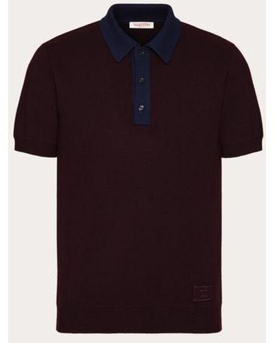 Valentino Wool Polo Shirt With Vlogo Signature Embroidery - Black