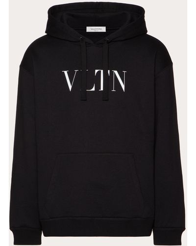 Valentino Hooded Sweatshirt With Vltn Print - Black