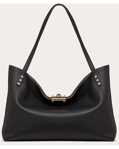Valentino Garavani Rockstud Pet Customizable Tote Bag for Woman in Black/sheer  Fuchsia | Valentino US