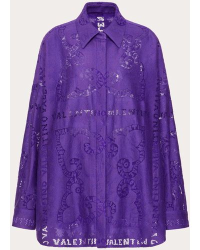 Valentino Cotton Guipure Lace Overshirt - Purple