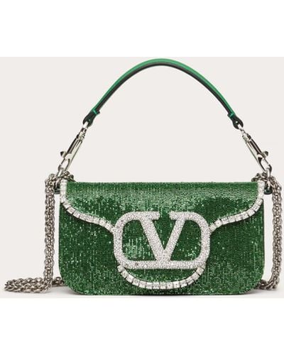 Valentino Garavani Locò Embroidered Small Shoulder Bag - Green