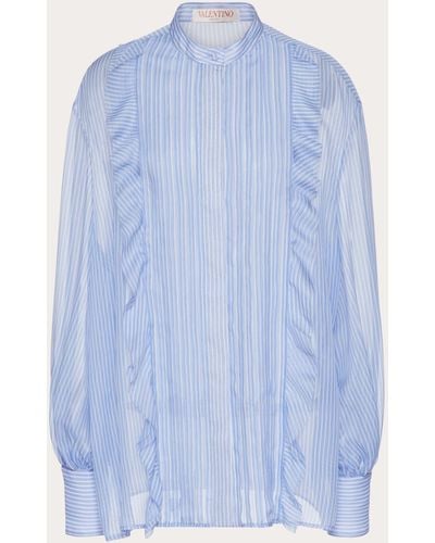 Valentino Classic Stripes Chiffon Shirt - Blue