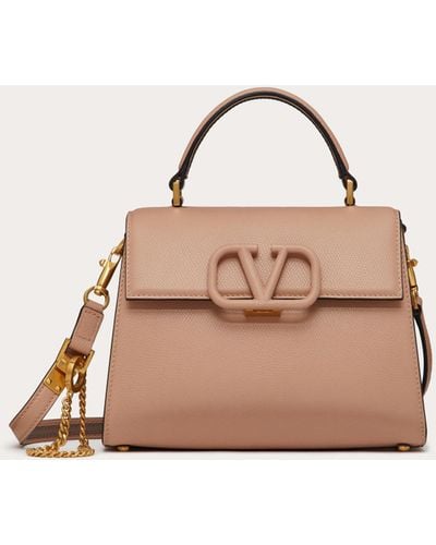 Valentino Garavani Small Vsling Grainy Calfskin Handbag - Natural